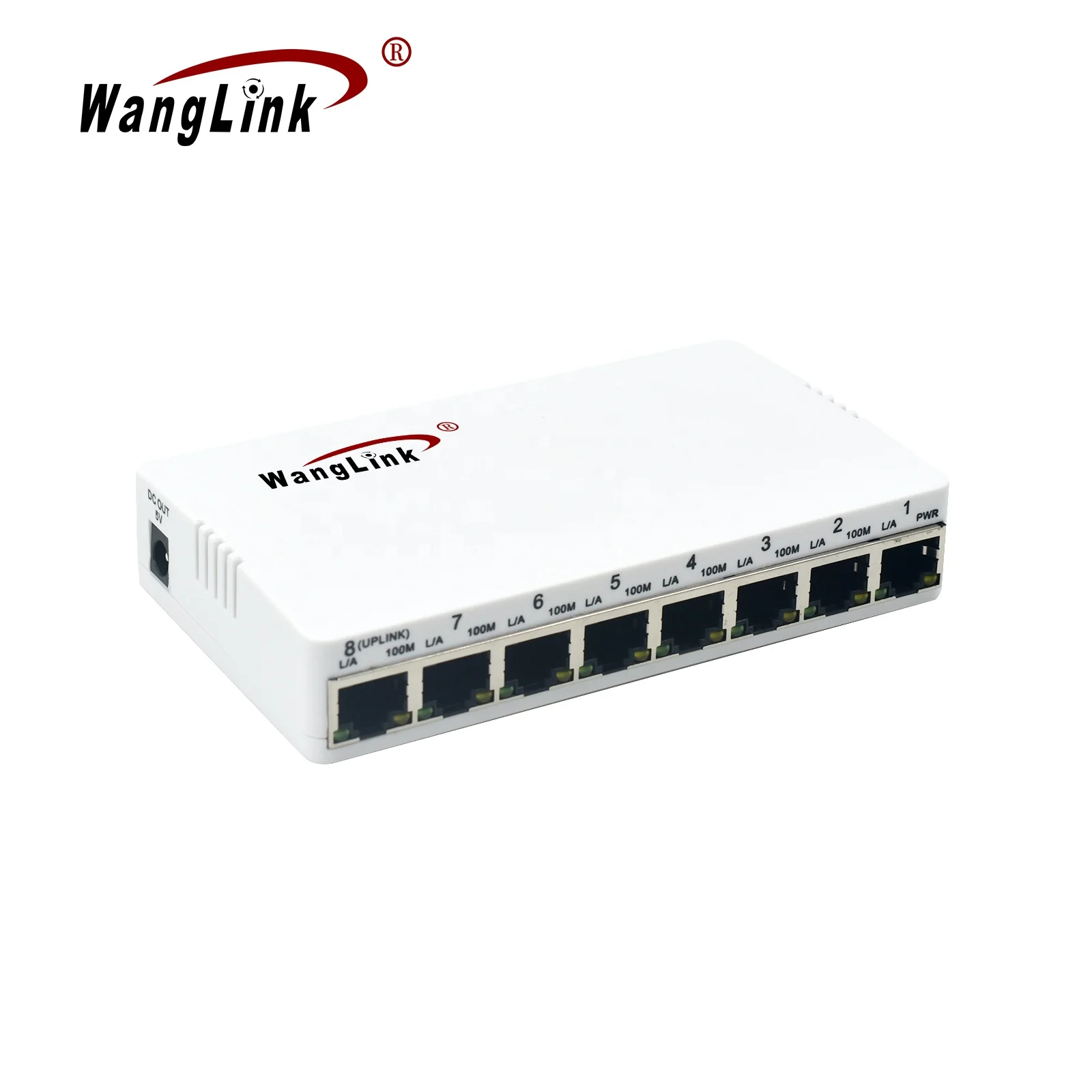 Wanglink PoE pasif 8 port, 10/100M terbalik dengan tombol PSE dan VLAN sesuai PSD dan PD