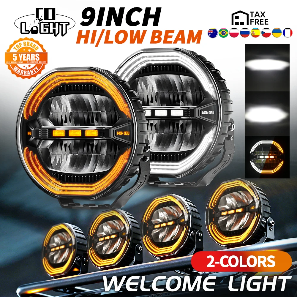 CO LIGHT 2026 plus récent avec ambre blanc DRL éblouissement 9 pouces rond auxiliaire Led conduite phare camion lumière 9 pouces pour SUV tracteur