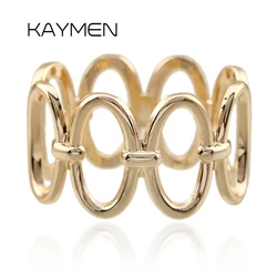 New Oval Shape Gold Plating Wide Bangle Statement Cuff Bracelets for Women Fashion Jewelry Accessories Arm Bangle Engagement