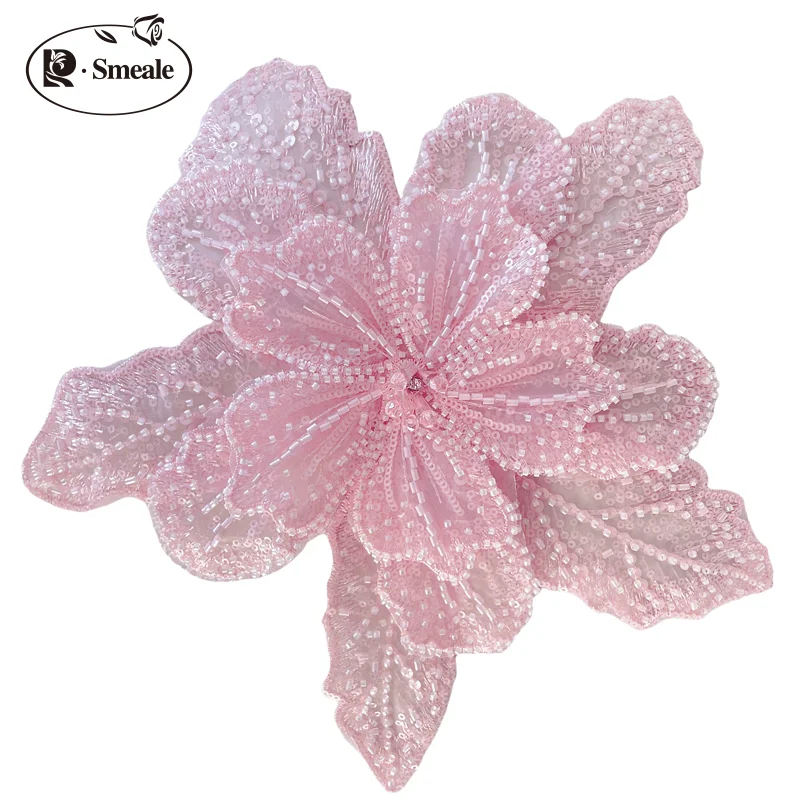 Dreilagige bestickte Perlen-Pailletten, große Applikation, große Blumen, DIY-Kleidung, Kleid, Heimdekoration, Aufnäher-Zubehör RS 253202 – Detail 17