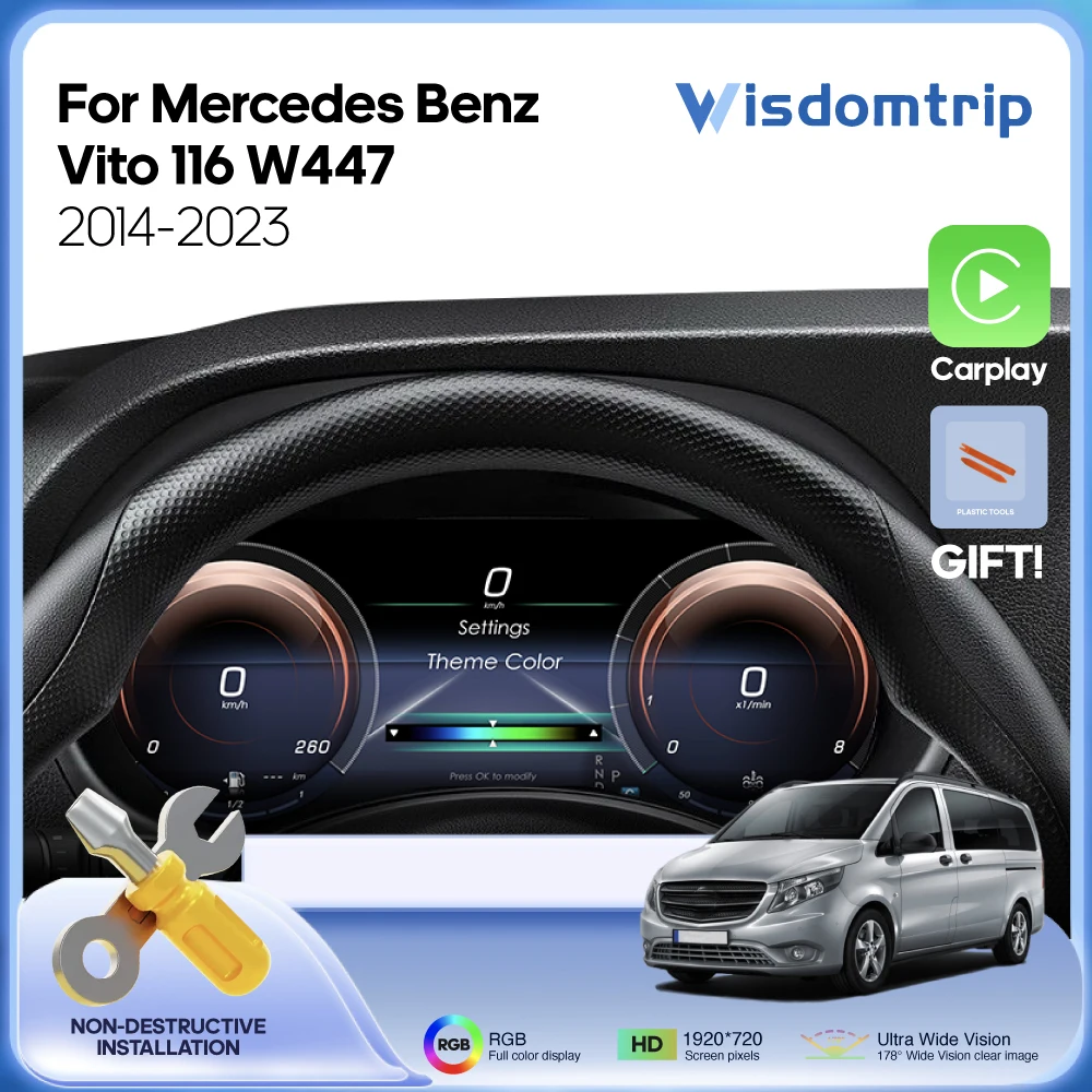 

For Mercedes-Benz Vito 116 W447 2014-2023 Wireless Carplay Upgrade Digital LCD Instrument Panel Instrument Cockpit Speedometer 1