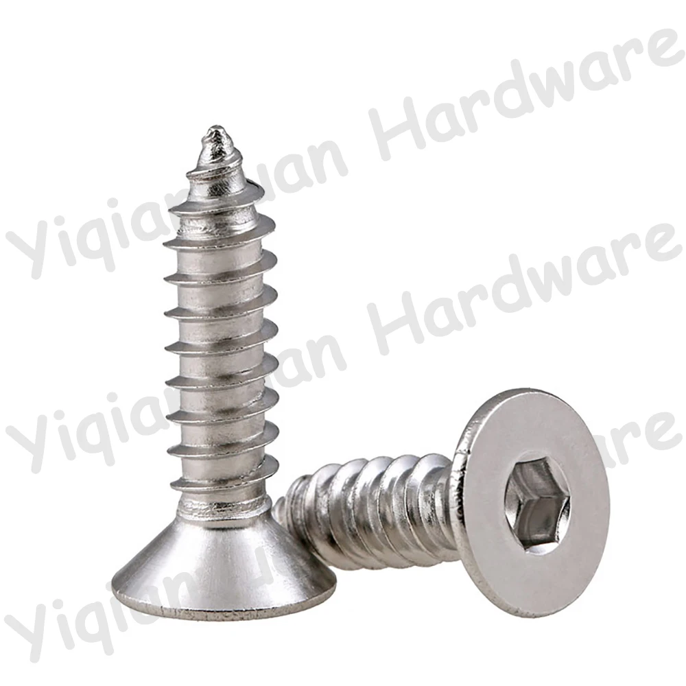 

Yiqianyuan Stainless Steel Self-Tapping Screws M5 M6 M8 SUS304 Hexagon Socket Countersunk Head Wood Flat Bolts DIN7991