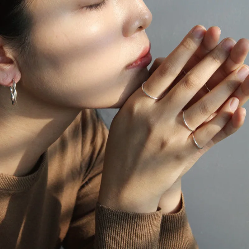 Original S925 sterling silver circle glossy line ring women's light luxury fashion banquet jewelry gift