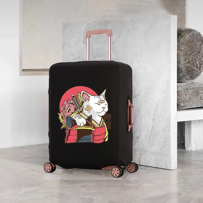 Samurai Cat Pattern Protective Cover Thicker Luggage Cover Elastic Luggage Covers Suitable for 18-32 Inch Travel Accessories