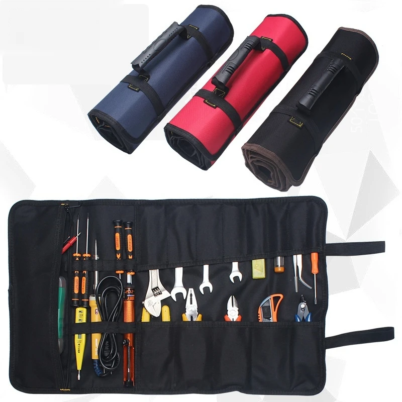 1PC Tool Roll Bag Heavy Duty Roll Up Tool Bag Wrench Roll Multipurpose Tool Organizer Bag for Electrician Folding Tool Bag image 4