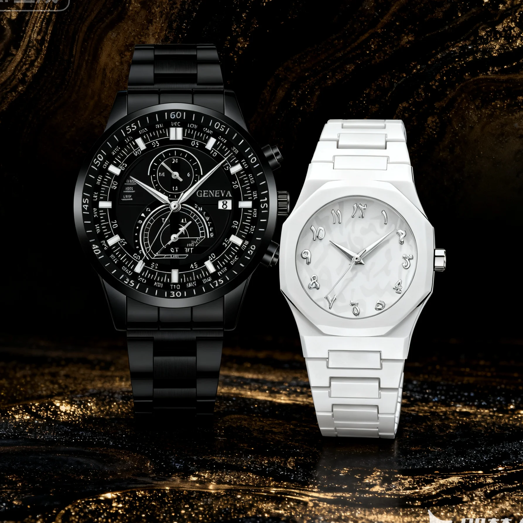 Couple's new handsome and fashionable quartz couple watch fashion suit alloy dial daily wear birthday party New Year's Day Chris