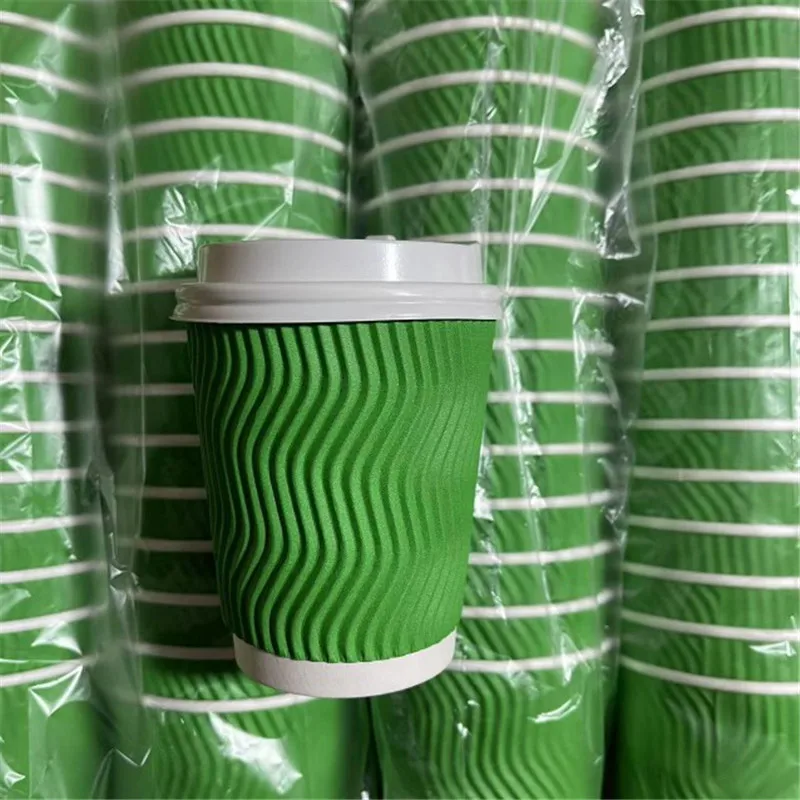 

50pcs Thick disposable coffee cup 250ml green packaging milk tea juice beverage cup camping party birthday drinking container