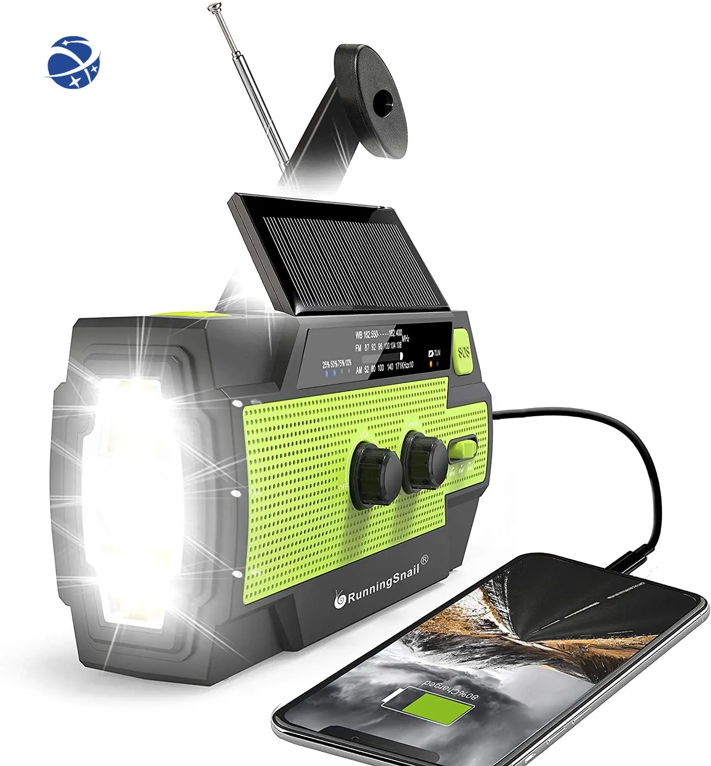 

YYHC Solar Emergency Crank Radio 4000mAh-Solar Hand Crank Portable AM/FM/NOAA Weather Radio with 1W Flashlight&Motion