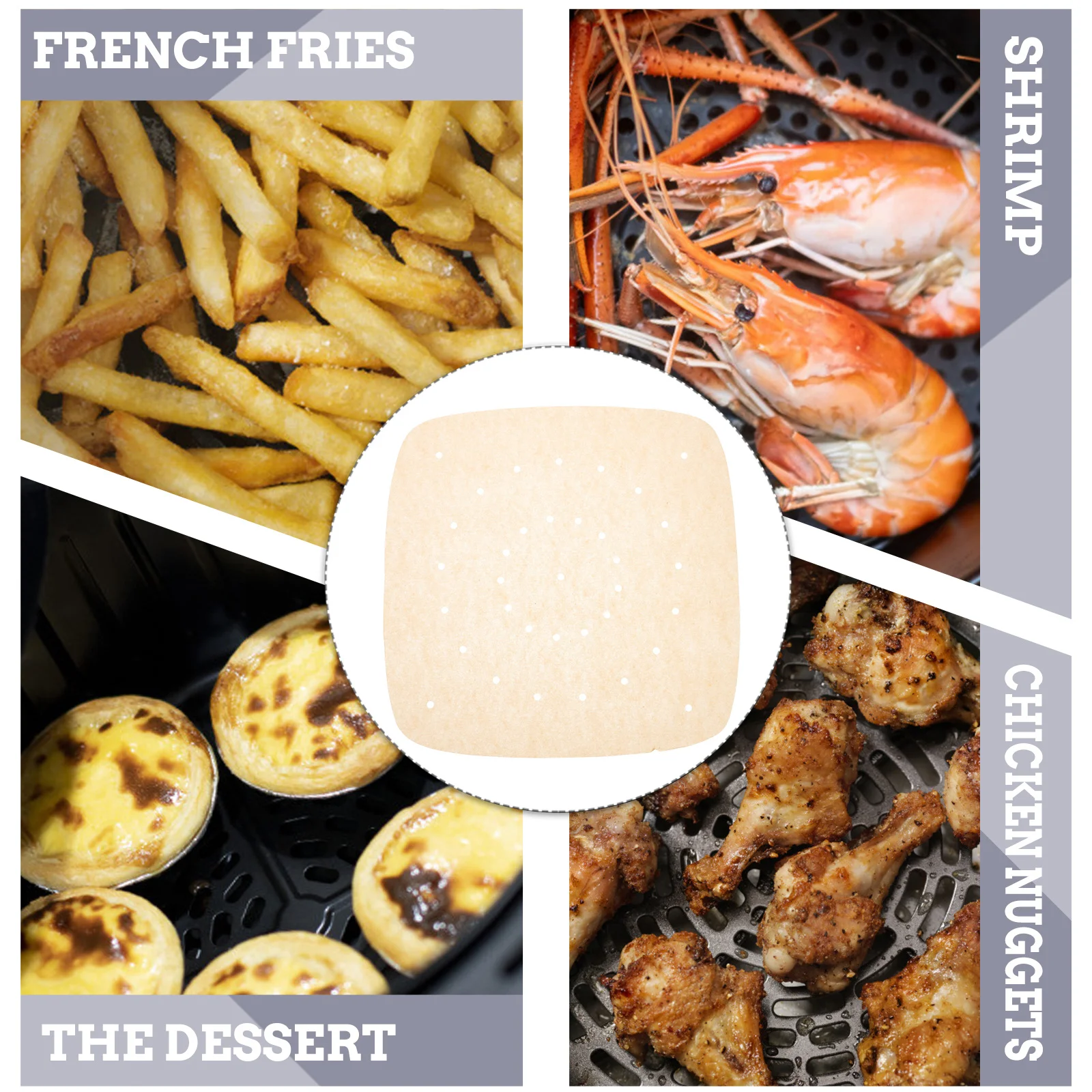 

100Pcs Air Fryer Parchment Paper Liners Premium Perforated Nonstick Baking Mats Air Fryer Supplies Heat Resistant Liner