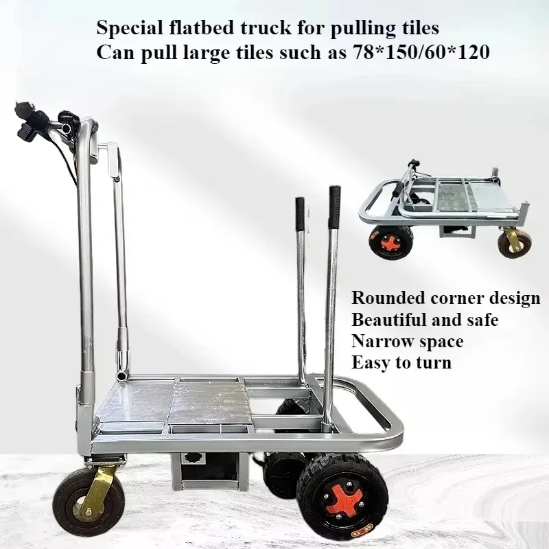 Electric mobile trailer pulling goods minivan construction site transportation tile cement electric folding load flatbed truck