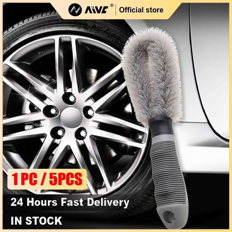 

Car Wheel Tire Wash Cleaning Brush AIVC Car Rim Scrubber Cleaner Duster Handle Motorcycle Truck Wheel Tyre Clean Detailing Brush