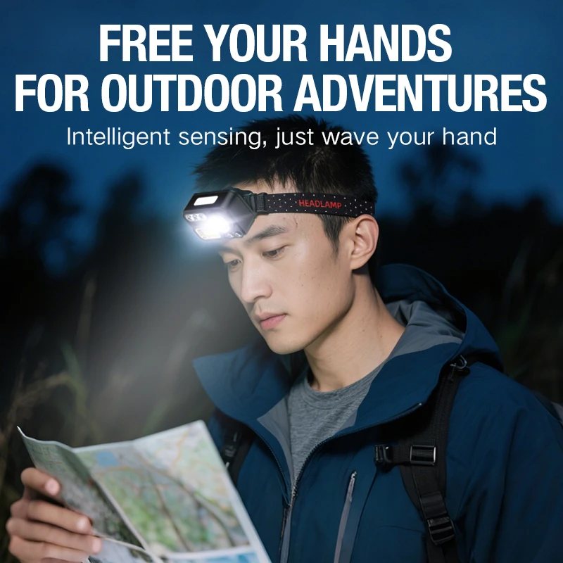 Multi-light-source LED headlamp induction lamp beads can be switched to support TYPE-C charging.