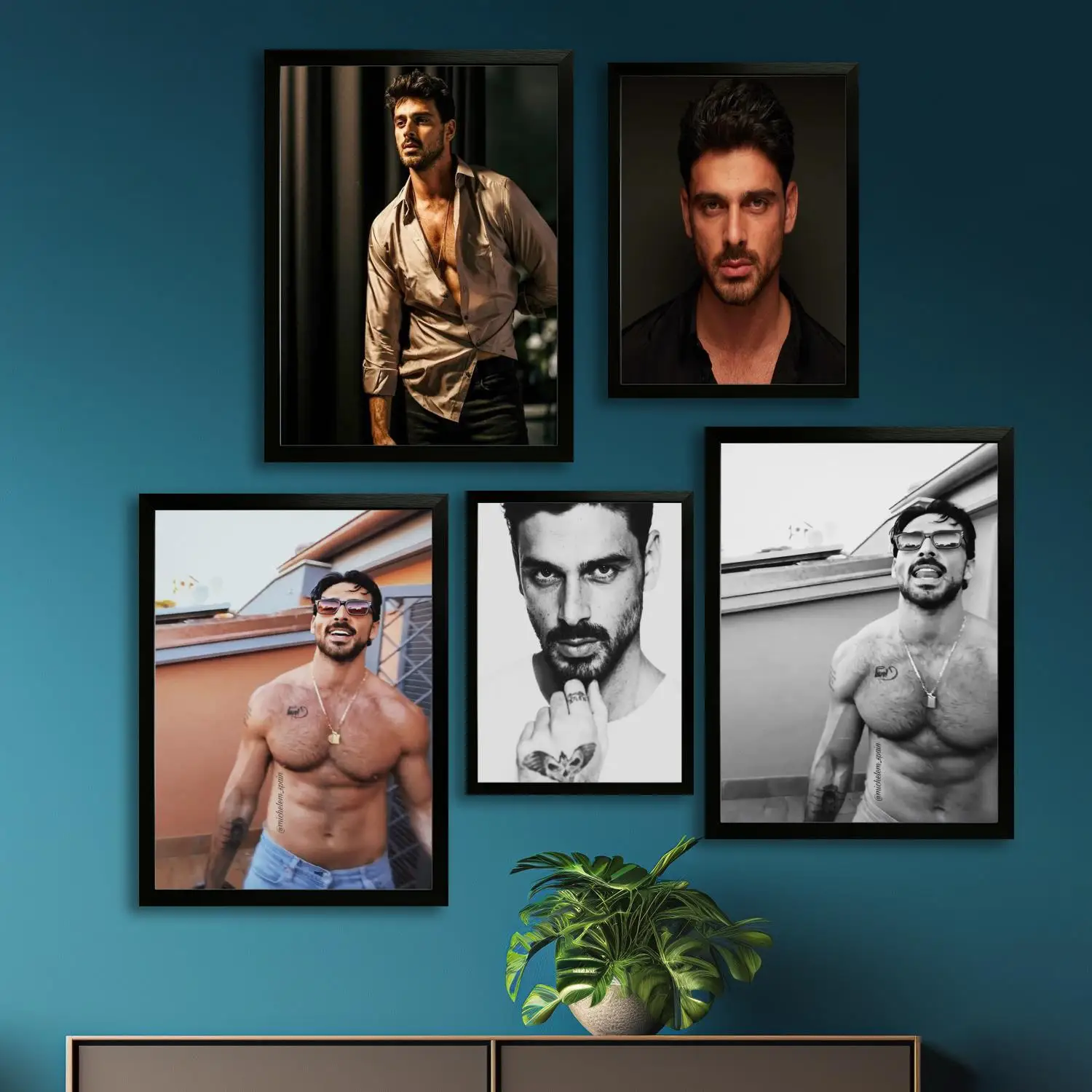 Michel Morrone Leinwandkunst-Poster, Wandkunst, Bilddruck, moderne Familie, Schlafzimmerdekoration, Poster, dekorative Malerei