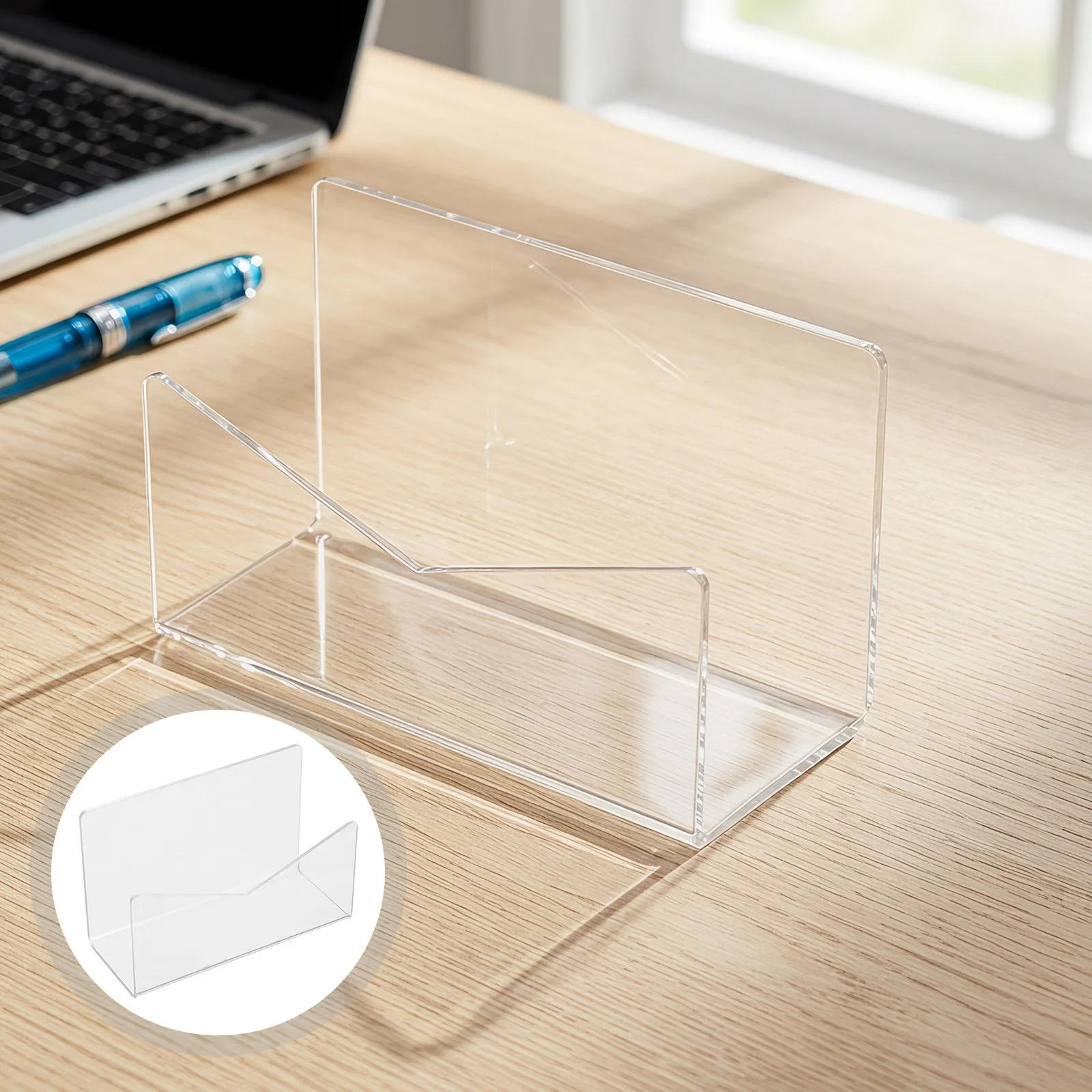 Clear Acrylic Vertical Mail Sorter Desktop Organizer Transparent File Envelope Letter Holder Rack for Office Document Paper