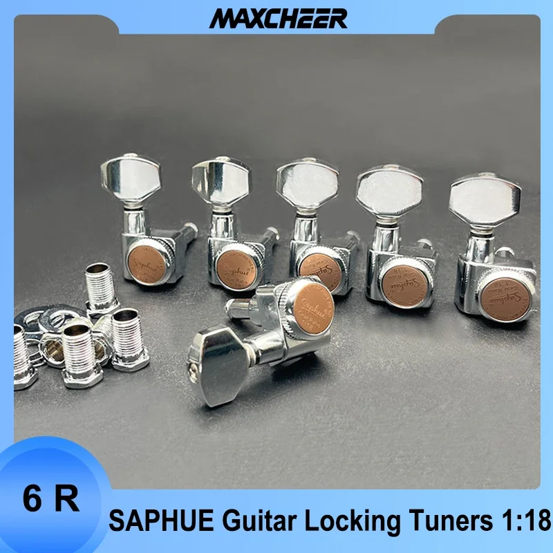 

SAPHUE 6 In-line Guitar Locking Tuners Screw-Free 1:18 Locking Tuning Key Pegs Tuners for Classical Acoustic Electric Guitar