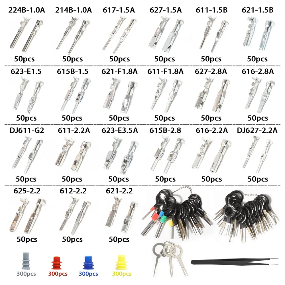 1/1.5/1.8/2.2/2.8/3.5mm Car Electrical Terminal  pin Connector Wire Removal Non-Insulated Plug Male Female Pin With Pin Removal