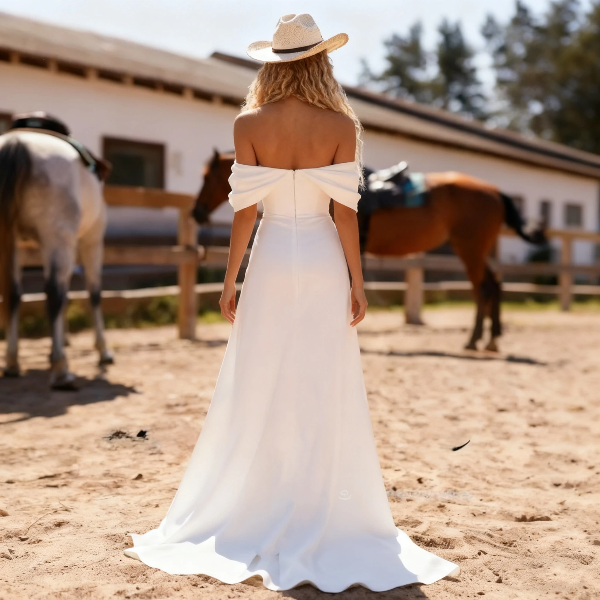 مخصص لقياس فساتين زفاف بسيطة وبسيطة بدون أكتاف بدون أكمام فستان زفاف سبليت أنيق طويل ثوب زفاف 2025 #4