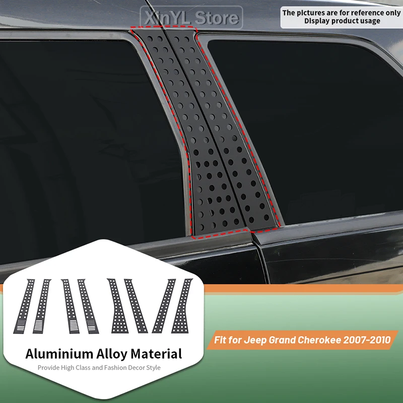 

Для Jeep Grand Cherokee 2007-2010: Накладка на центральную стойку B-стойки из черного алюминиевого сплава, наклейка-декор, автомобильные аксессуары