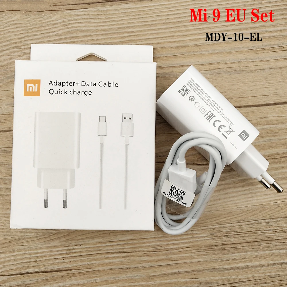 Original Xiaomi 27W EU Fast Charger QC 4.0 Turbo Quick Charge Adapter 3A USB Type C Cable For Mi 9T K20 Pro Mi 9SE Note 10 Lite