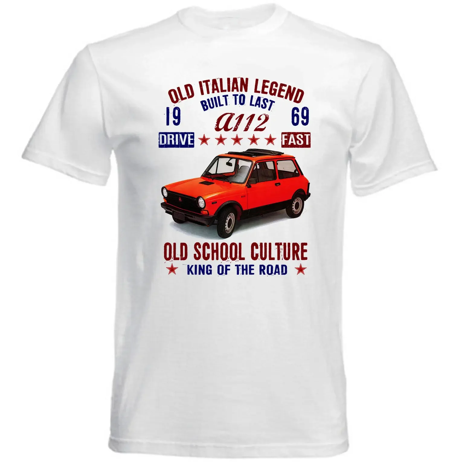 VINTAGE ITALIAN CAR AUTOBIANCHI A112 1969 - NEW COTTON T-SHIRT long sleeves