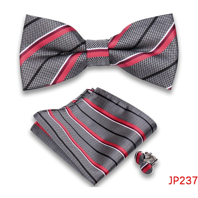 Klassische Herren Fliege Taschentuch Manschettenknöpfe Set Jacquard Fliege für Mann Hochzeit Business Schmetterling Knoten Geschenk Mann Zubehör – Detail 39