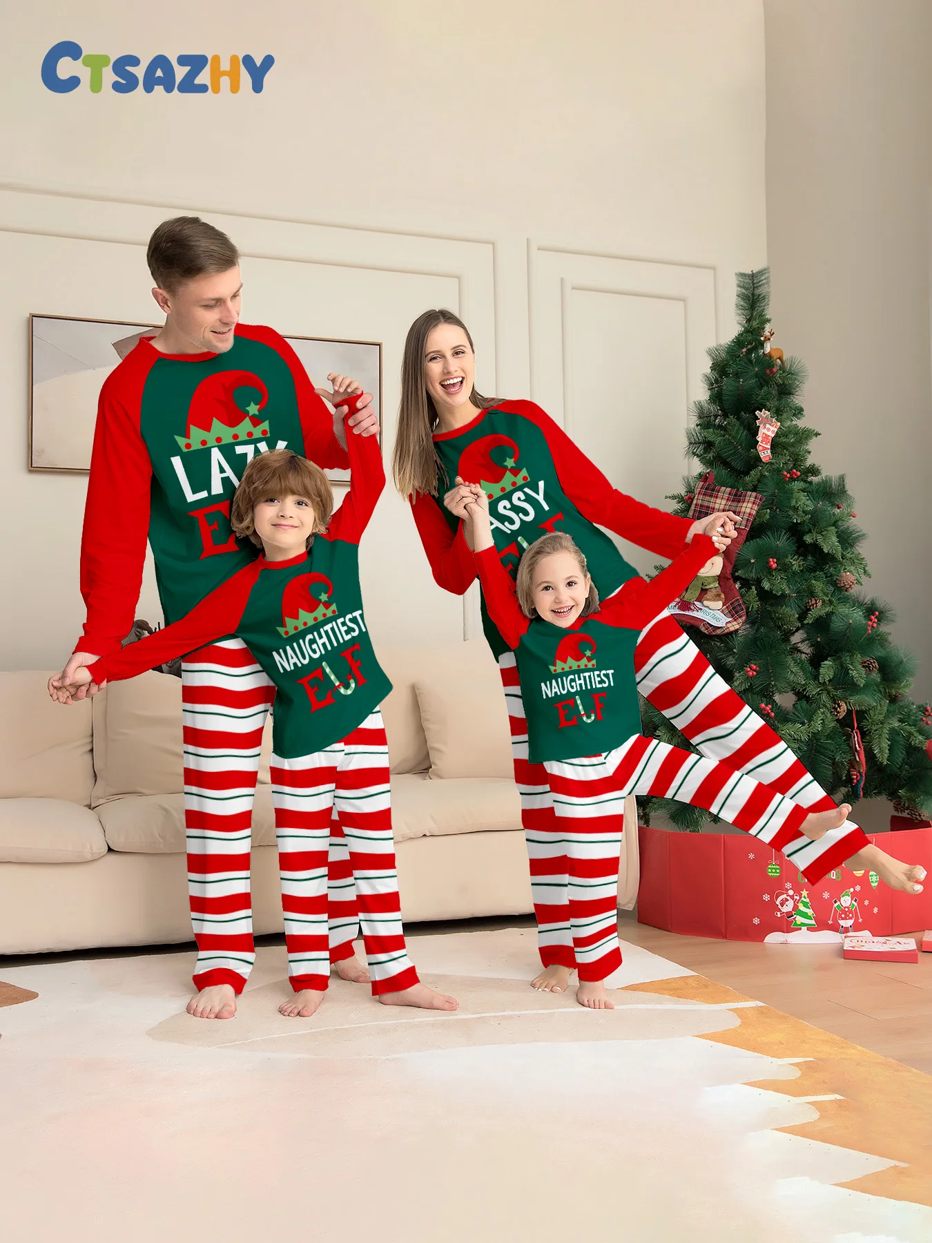 

Merry Christmas Cartoon Pattern Mother Father And Kids Matching Pajamas Set Baby Romper Soft Loose Xmas Family Look Pyjamas