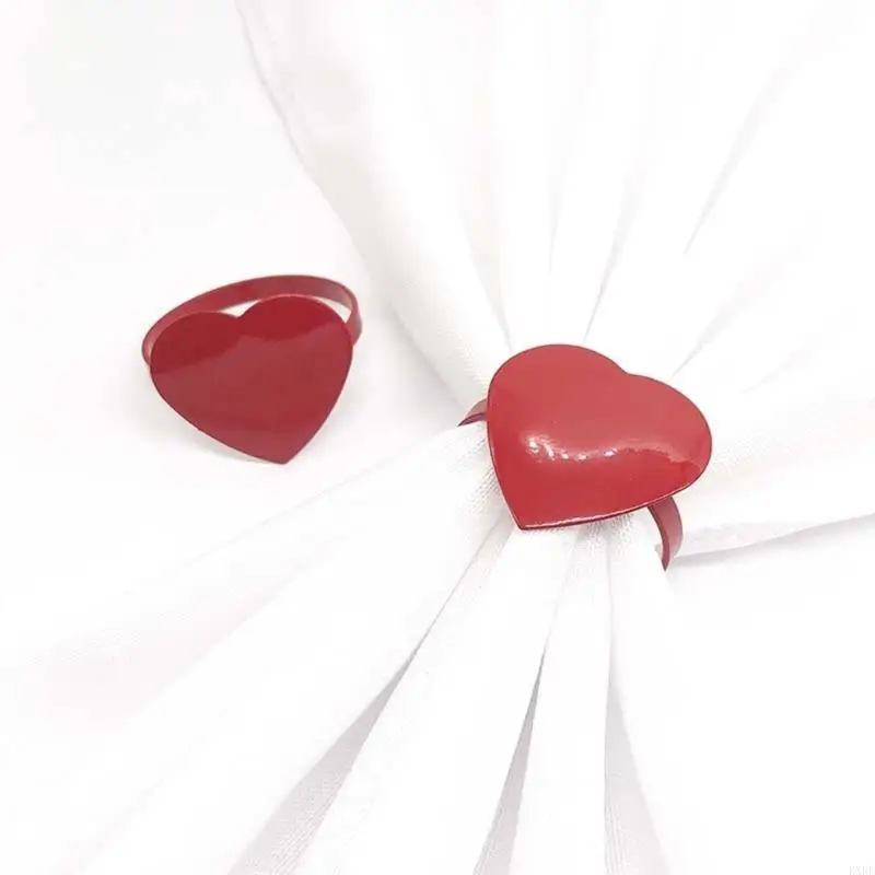 6pcs Heart Napkin Rings Set Elegant Heart Napkin Rings Accent For Adding Romance To Your Dining Table KXRE