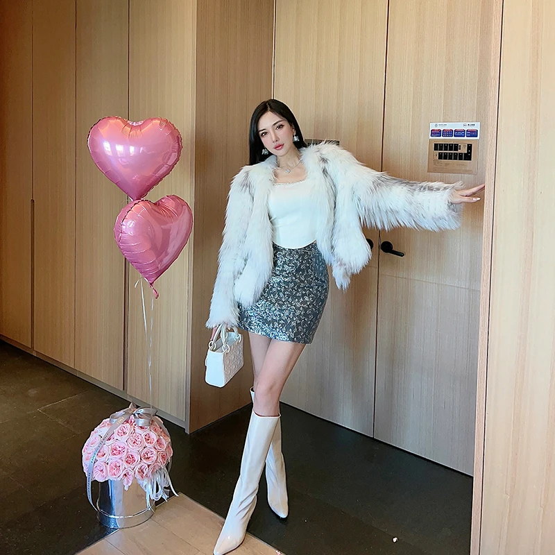 

ay Юбка с высокой талией и блестками, противолегкая юбка на внутренней подкладке, брюки, женская тяжелая рабочая юбка с ромбовидной цепочкой и запахом