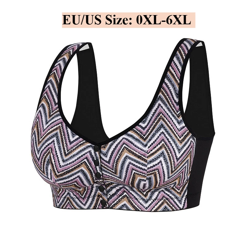 

Women Plus Size Striped Vest Front Closure Bras Back Hook and Eye Adjustable 0XL to 6XL Daily Lace Push Up Lingerie