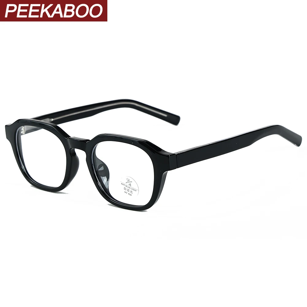 

Peekaboo unisex polygon glasses anti blue light women clear lens square glasses frame for men TR90 leopard transparent acetate