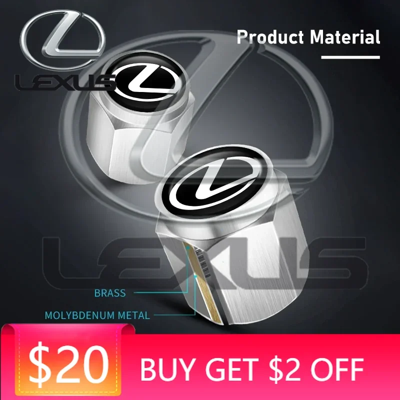 

Emblems For Lexus CT200h ES250 ES300h NX300h RX350 IS250 IS200 GS300 5PCS Car-Styling Wheel Tire Valve Rims Stem Caps Dust Decor