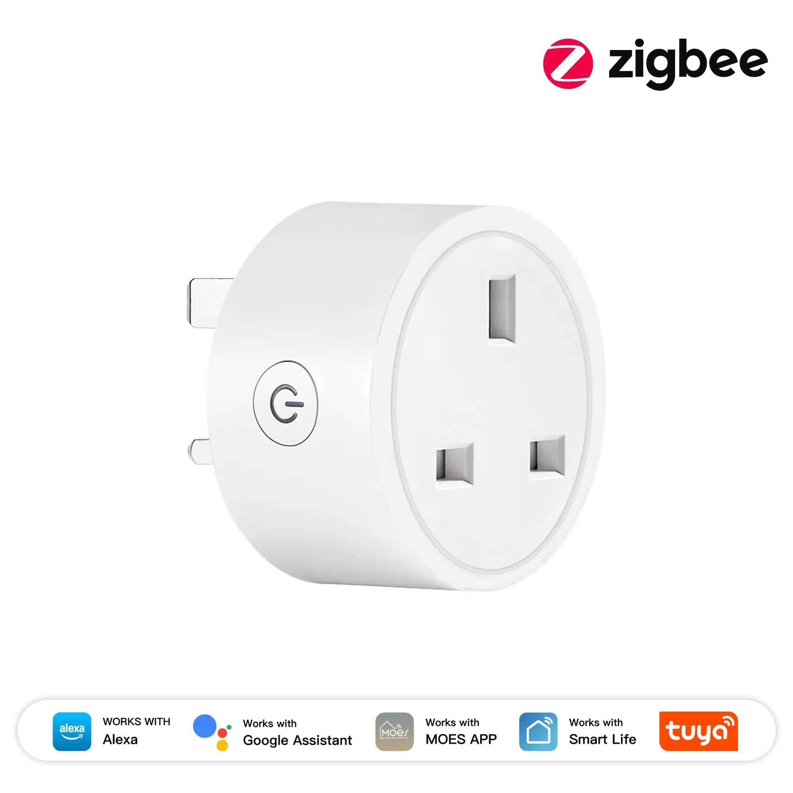 Moes ZigBee Tuya Stekker 16A Smart APP Draadloze Stekker Functie Energie Monitor Timer Alexa Google UK EU