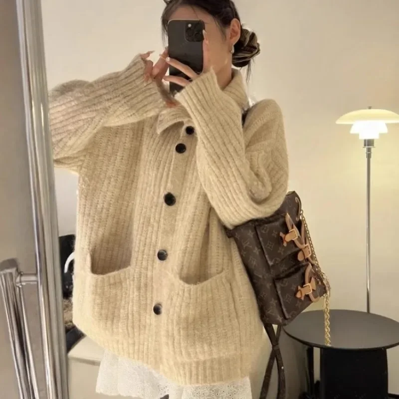 Loose Cardigan Sweater Women Knitted Coats Autumn Winter Female Long Sleeve Casual Knitwear Knit Cardigans Shirt Tops