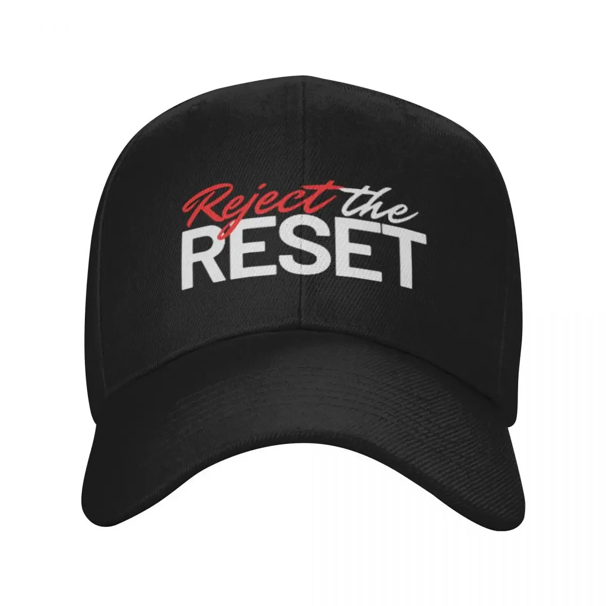 

Reject the Great Reset T-Shirt Baseball Cap custom Hat Sunscreen Ball Cap men's big size hat Luxury Woman Men's