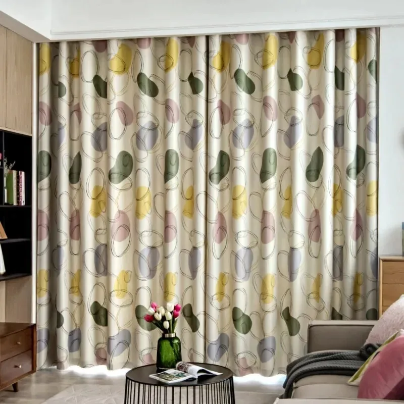 

Custom Size Luxury Linen Circle Blackout Curtains for Bedroom Window Curtains for Living Dining Bedroom Cortinas White Tulle