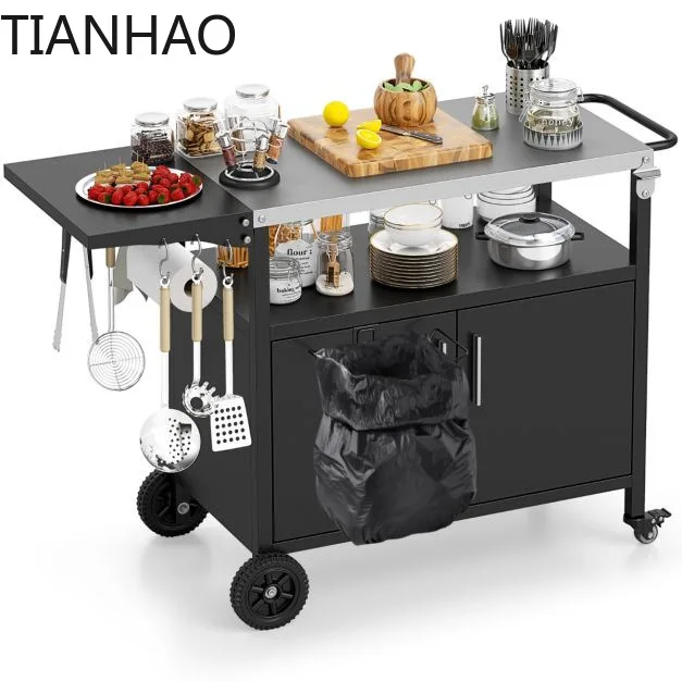 3 Tier Rolling Kitchen Cart for Restaurant Cafe Bar Home Use with Wheels Mobile Food Prep Station BBQ Serving Trolley Storage