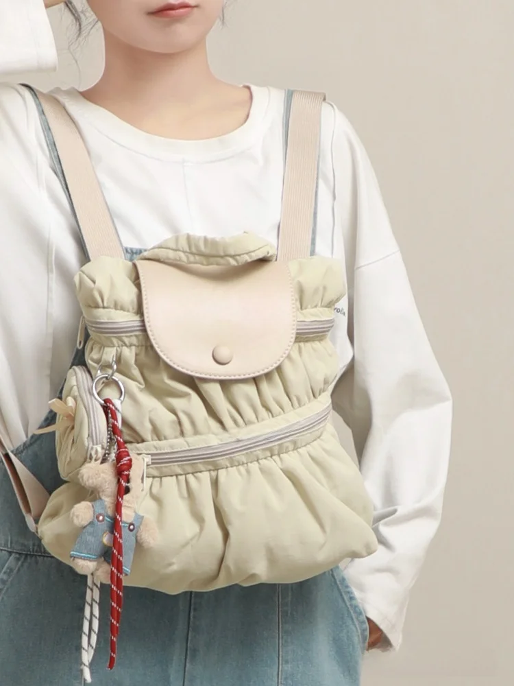 حقيبة ظهر نسائية قابلة للطي من فريش كلاود، حقيبة سفر ترفيهية بحمالتين، حقيبة شبابية من النايلون بلون واحد مع إغلاق بسحاب، حجم...