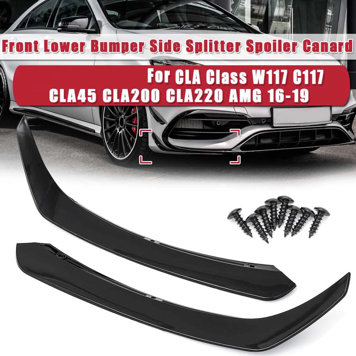 Auto Voorzijde Onderste Bumper Zijde Spaoiler Voor Mercedes-Benz Cla-Klasse W117 C117 Cla45 Cla200 Cla220