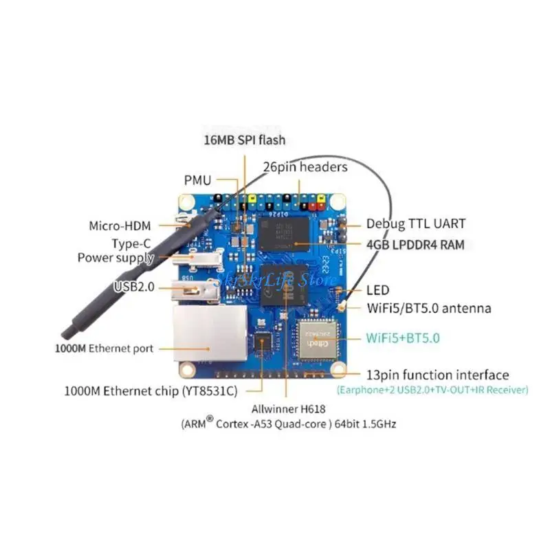 

E65E Innovative For OrangePi Zero3 4GB Development Board WiFi5+BT5.0 for Creativity and Technical Skills