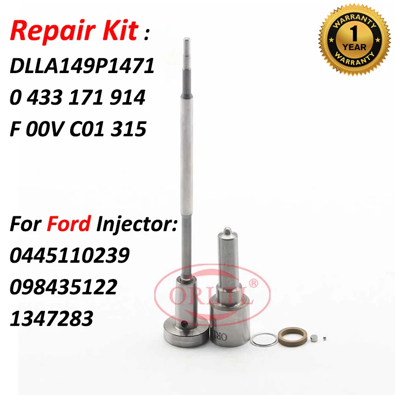 

ORLTL Nozzle DLLA149P1471 (0 433 171 914) VALVE F 00V C01 315 Repair Kits For Ford Injector 0445110239 0986435122