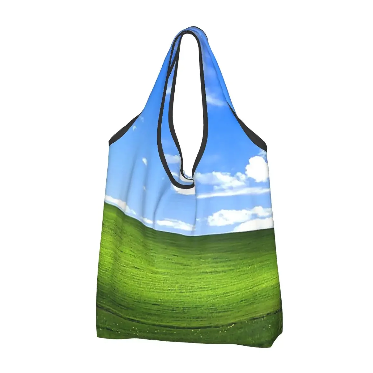 Windows XP Wallpaper Portable Tote Shopping Bags Reusable Shopper Bag Groceries Handbag Shoulder Bag