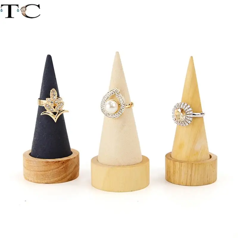 

Solid Wood Ring Display Props Conical Diamond Ring Jewelry Stand Finger Ring Display Stand Jewelry Storage Props