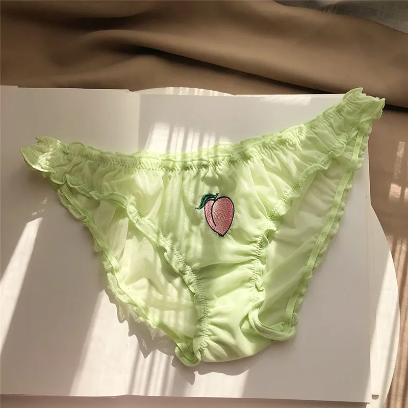 Multicolor Temptation Low-waist Panties Women Sexy Lace Lingerie Fruit Embroidery Transparent Briefs Seamless Sweet Underwear