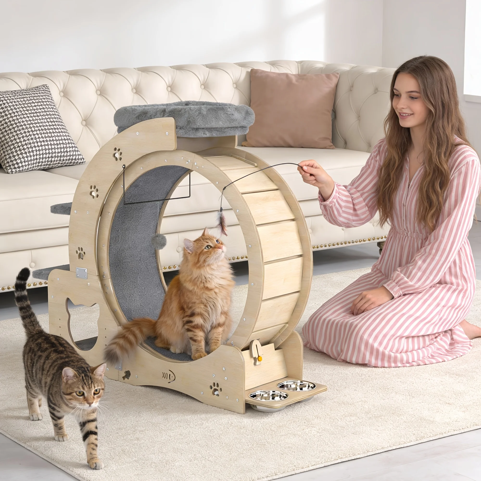 Quiet Indoor Cat Exercise Wheel – 119 USD Limited-Time Offer | Large Pet Activity Treadmill for Energy Release | Space-Saving De view 5