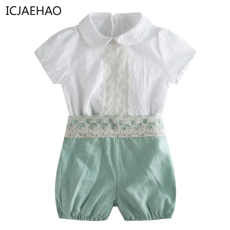 2024 Baby Boy White Top Shirt + Shorts Suit Formal Pretty Clothes Newborn Children Outfits Sets Spring Summer Matching Clothes