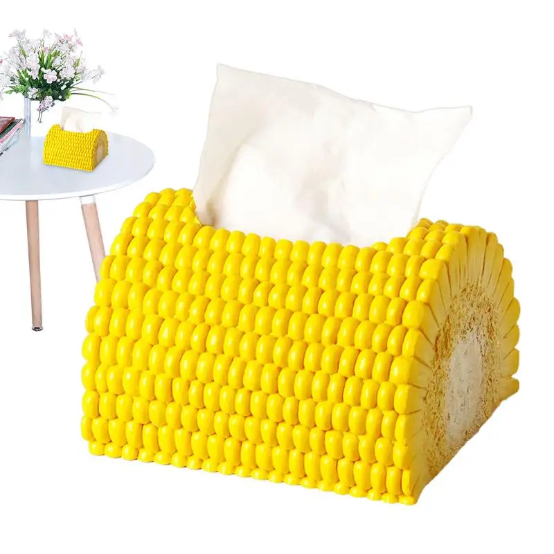 Cute Tissue Box Corn Funny Tissue Box Holder Resin Toilet Paper Box Holder With Wide Opening Decorative Tissue Holders For