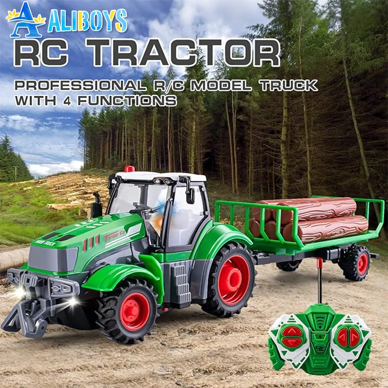 RC ファームトラクター 1:24 リモートコントロールローダートレーラー農家トラック電気輸送車モデルのおもちゃ子供男の子の誕生日ギフト