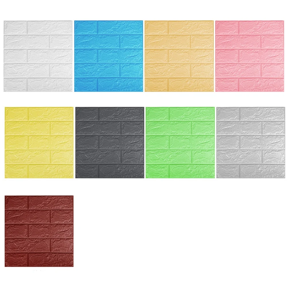 15Pcs Self-Adhesive 3D Brick Sticker DIY Waterproof Foam Wallpaper Room Kitchen Roof Ceiling Background Wall Decals-A