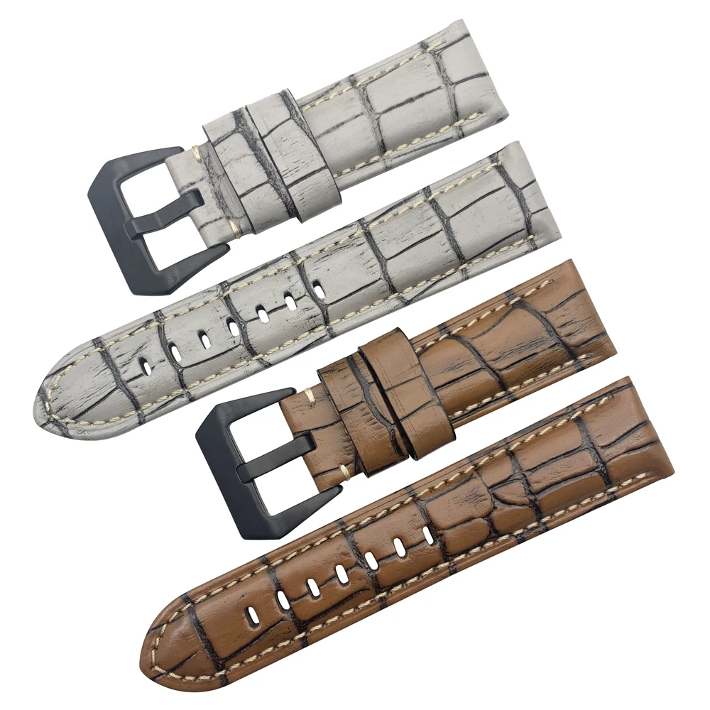 

Italian Genuine Leather Watchband 20/22/24/26mm for PAM Luminor Radiomir Watch Band 316L Stainless Steel Clasp Wrist Strap