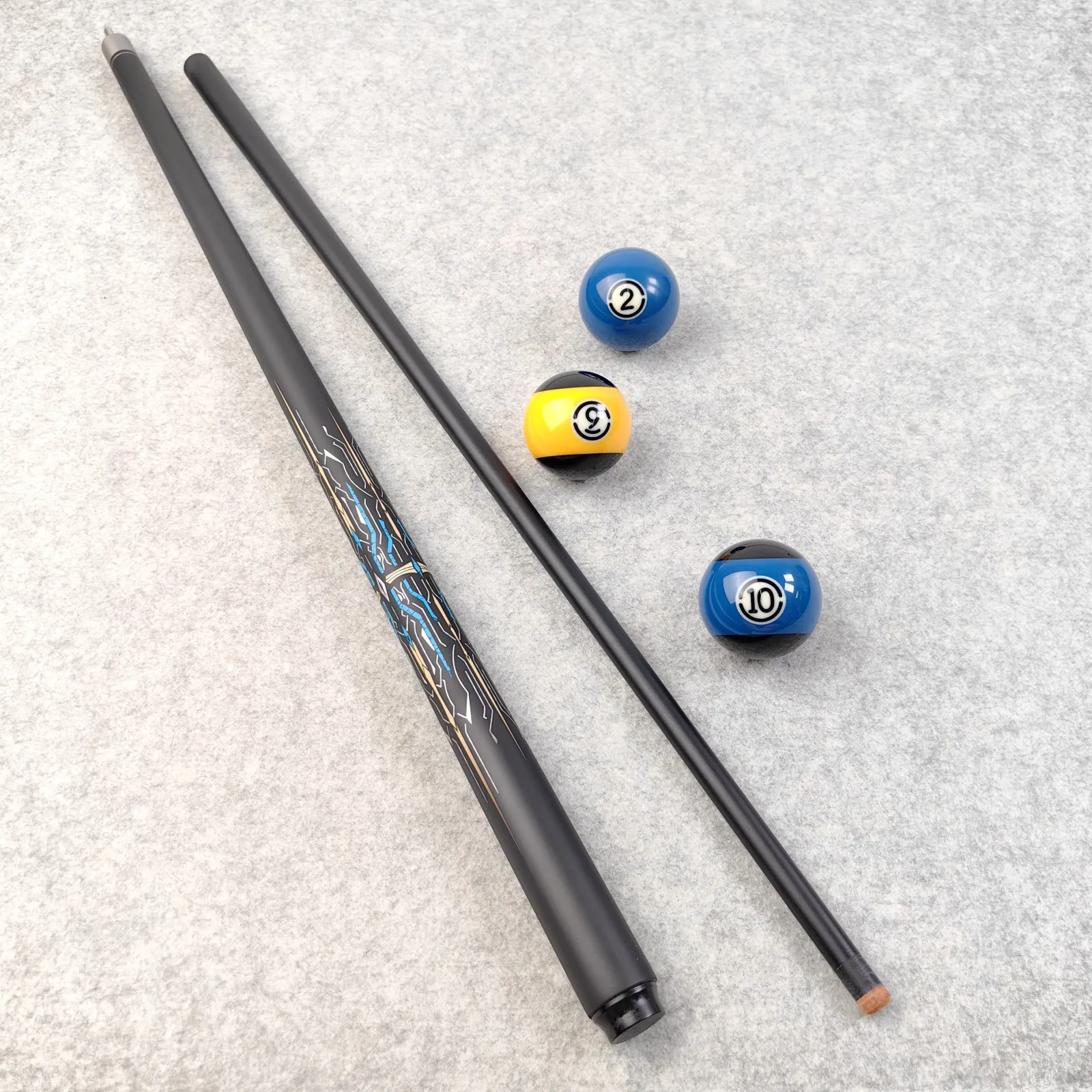 146cm Fiberglass Billiard Cue, 1/2 Split Pool Cue with 13mm Cue Tip, Stainless Steel Joint, Non-Slip Grip